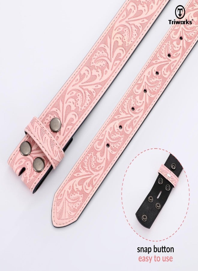 TRIWORKS Western Belt Strap for Men without Buckle 1.5" Wide Floral Engraved Embossed Leather Belt Strap - Image 4